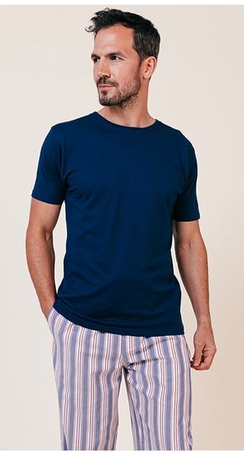 mens blue stripe pyjama bottoms
